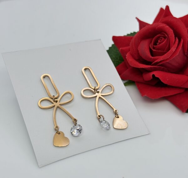 Rosegold Plated Bowknot Simple Stainless Steel Design, Product Code: D-5136