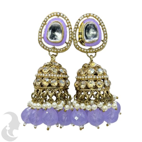 Kundan Jhumka- Violet Color Stone, Product Code: V-2251