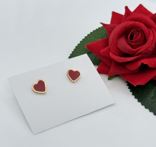 Stainless Steel Rosegold Plated Heart Shaped Earring, Product Code: D-5142