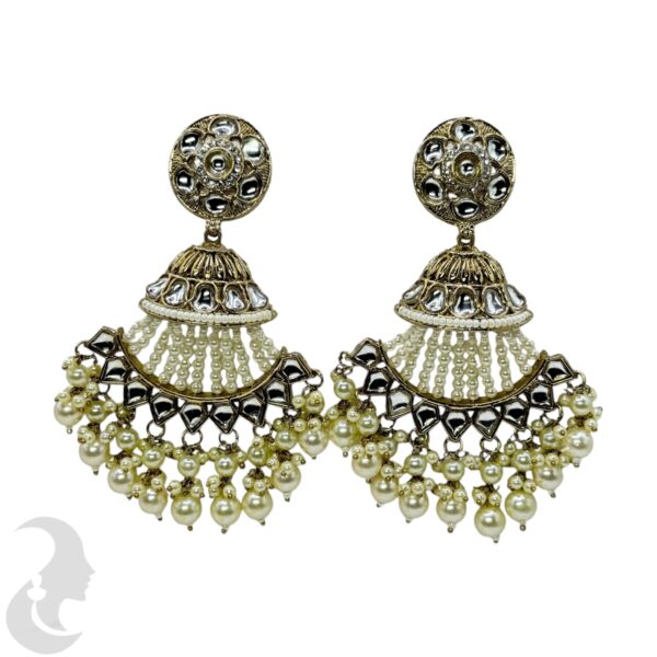 Kundan Hanging  Earring- White Color Stone, Product Code: V-2311