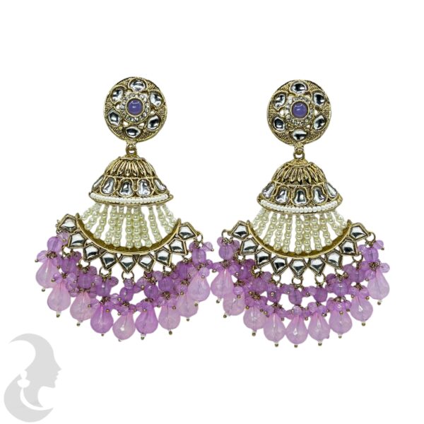 Kundan Hanging  Earring- Violet Color Stone., Product Code: V-2313