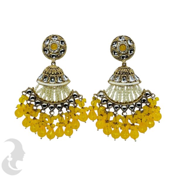 Kundan Hanging  Earring- Yellow Color Stone, Product Code: V-2317