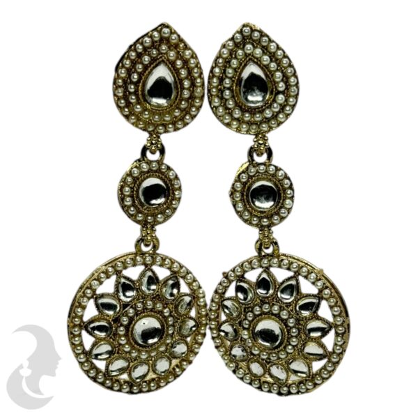 Kundan Hanging  Earring- Plain Color Stone, Product Code: V-2322