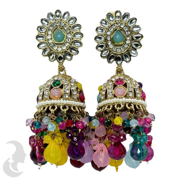 Kundan Jhumka- Multi Color Stone, Product Code: V-2340