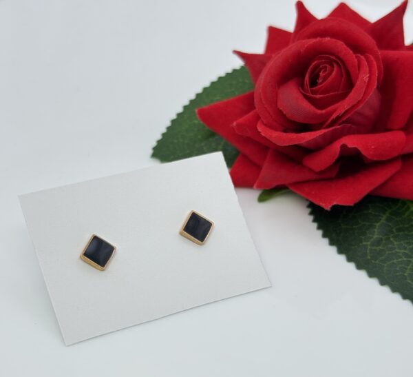 Stainless Steel Rosegold Plated Square Shaped Stud Earring, Product Code: D-5146