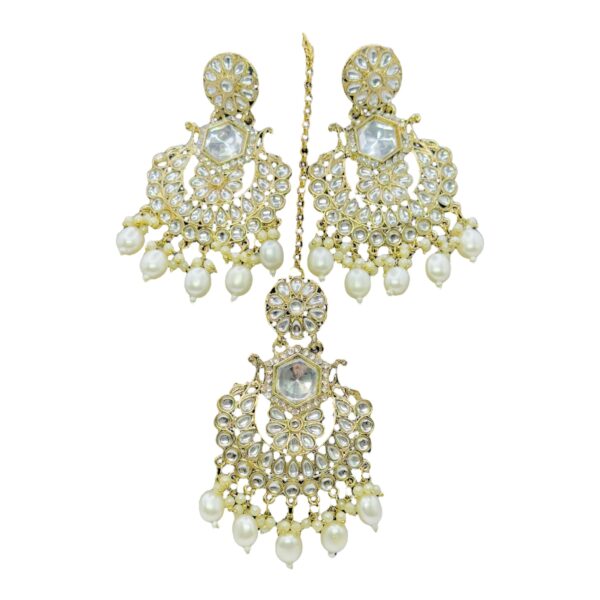 Kundan Hanging  Earring- Pearl Hangings - With Maati, Product Code: V-2363