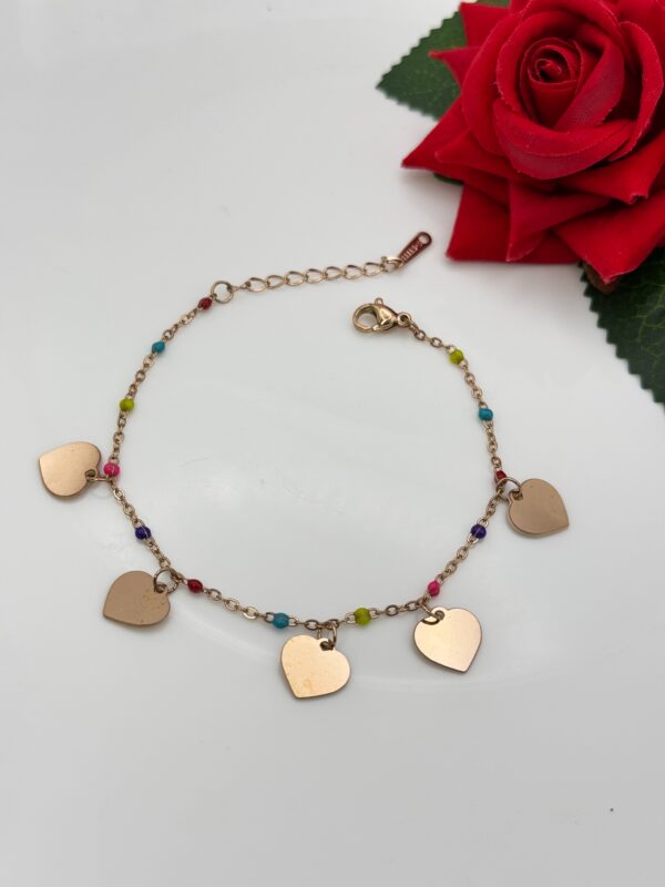 Stainless Steel Heart Shape Colourful Beads Bracelet, Product Code: D-5015