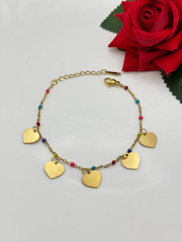 Stainless Steel Heart Shape Colourful Beads Bracelet, Product Code: D-5016