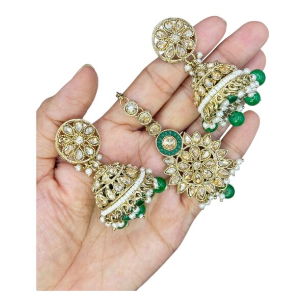 Mehandi Necklace- Green Color- Jhumka- With Maati, Product Code: V-2492 - Image 3