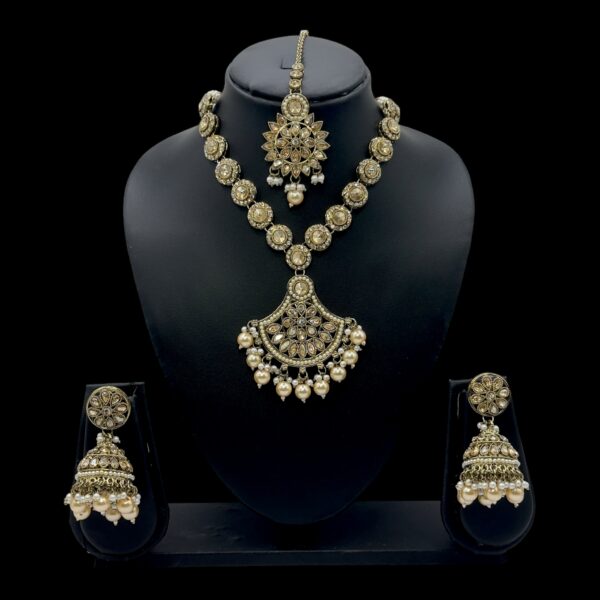 Mehandi Necklace- Gold Color- Jhumka- With Maati, Product Code: V-2495