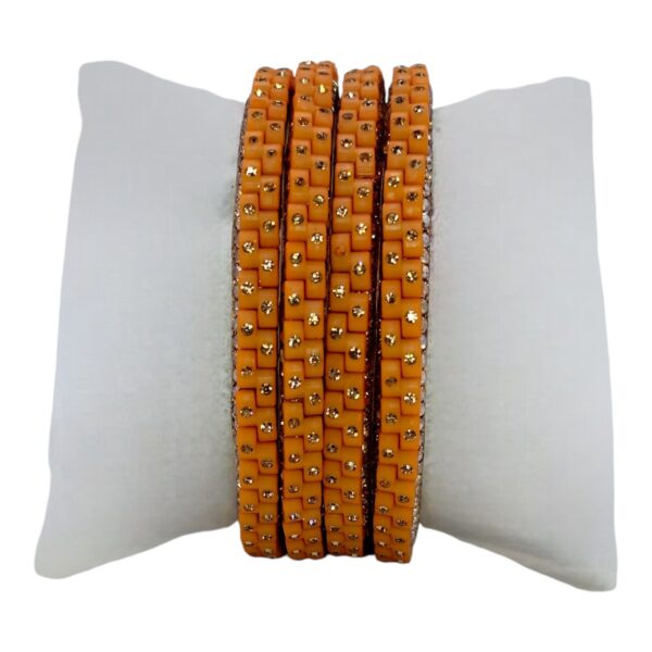 Glass Bangles- Light Orange Color- 4 Bangles Set, Product Code: V-2499 - Image 2