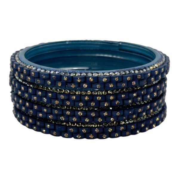 Glass Bangles- Navy Blue Color- 4 Bangles Set, Product Code: V-2501