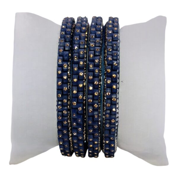 Glass Bangles- Navy Blue Color- 4 Bangles Set, Product Code: V-2501 - Image 2