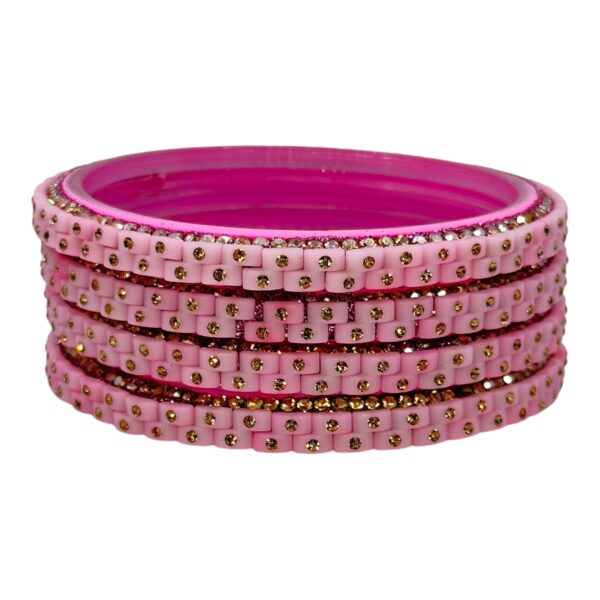 Glass Bangles- Pink Color- 4 Bangles Set, Product Code: V-2503