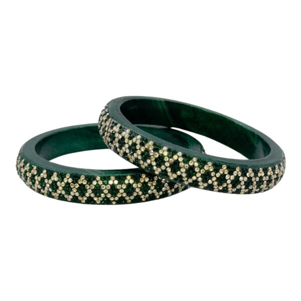 Lac Bangles- Green Color- 2 Bangles Set, Product Code: V-2504