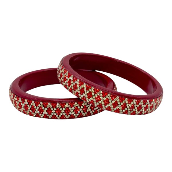 Lac Bangles- Red Color- 2 Bangles Set, Product Code: V-2505