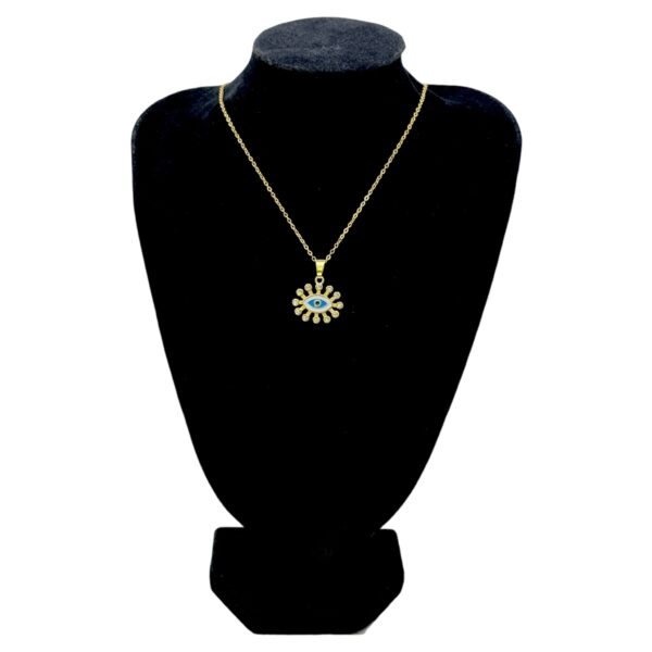 Stainless Steel Gold Plated Hanging Evil Eye Necklace, Product Code: D-5162 - Image 2