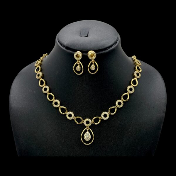 Premium AD Necklace- Gopi & Circle Design Necklace- AD Stones- Studs, Product Code: V-1621