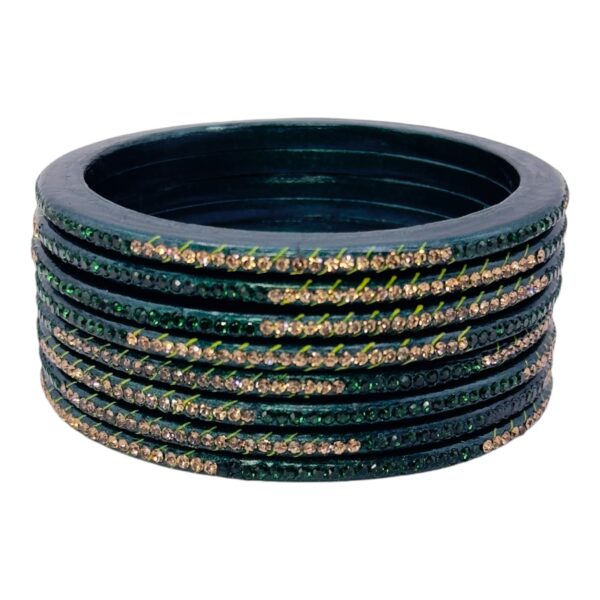 Lac Bangles-  Dark Green Color- 8 Bangles Set, Product Code: V-2511