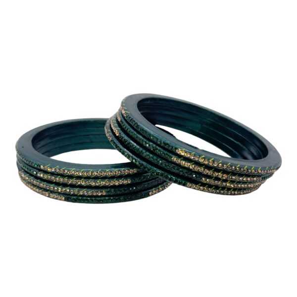 Lac Bangles-  Dark Green Color- 8 Bangles Set, Product Code: V-2511 - Image 2