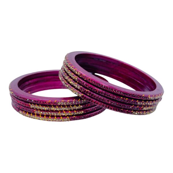 Lac Bangles-  Dark Red Color- 8 Bangles Set, Product Code: V-2512 - Image 2