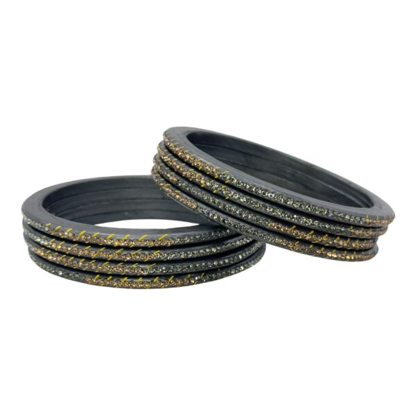 Lac Bangles-  Dark Grey Color- 8 Bangles Set, Product Code: V-2513 - Image 2