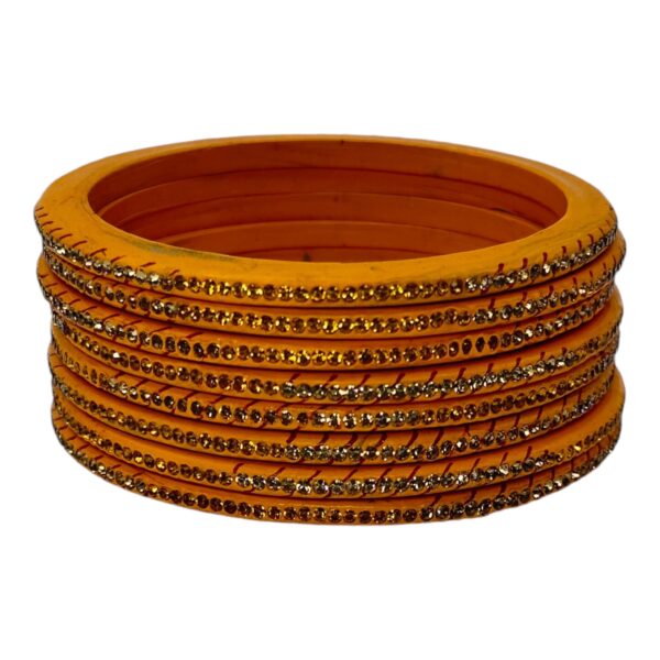 Lac Bangles-  Orange Color- 8 Bangles Set, Product Code: V-2515