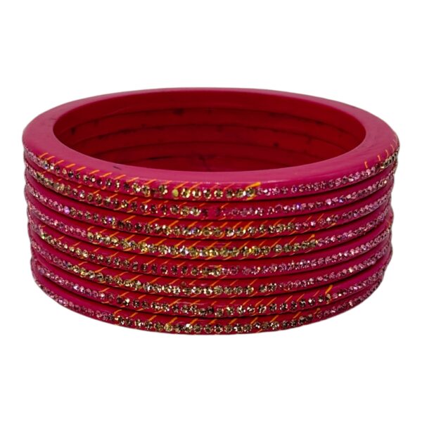 Lac Bangles-  Dark Pink Color- 8 Bangles Set, Product Code: V-2516