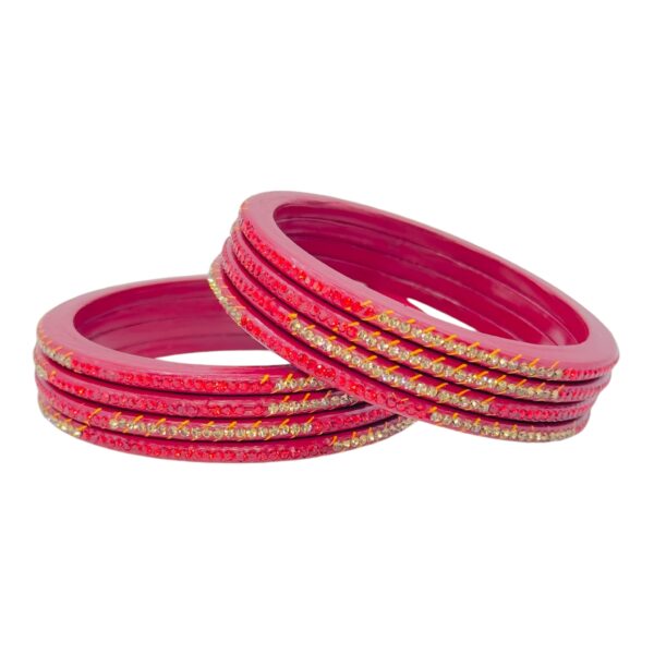 Lac Bangles-  Dark Pink Color- 8 Bangles Set, Product Code: V-2516 - Image 2