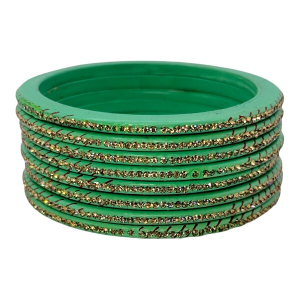 Lac Bangles-  Light Green Color- 8 Bangles Set, Product Code: V-2518