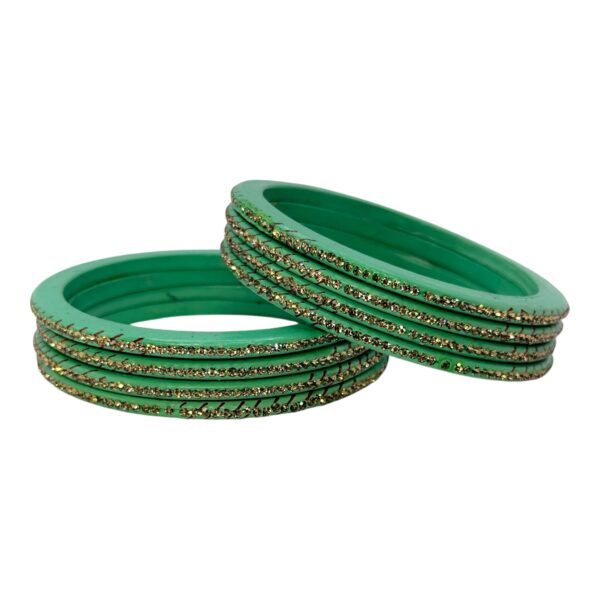 Lac Bangles-  Light Green Color- 8 Bangles Set, Product Code: V-2518 - Image 2