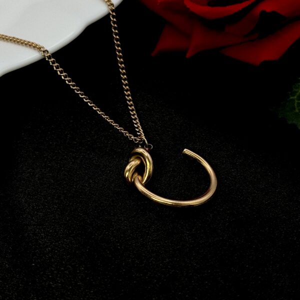 Stainless Steel Rosegold Plated Knot Cuff Chain Pendant, Product Code: D-5163