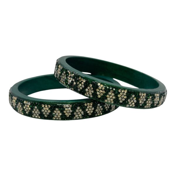 Lac Bangles- Dark Green Color- 2 Bangles Set, Product Code: V-2519