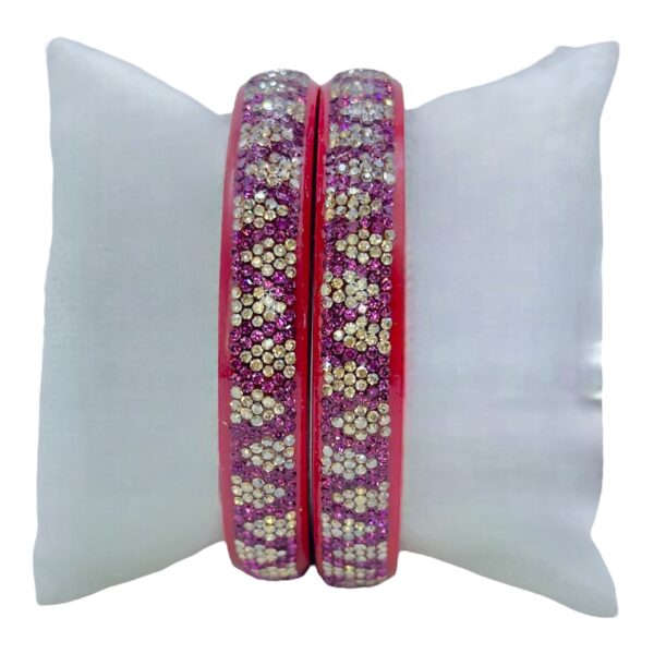 Lac Bangles- Dark Pink Color- 2 Bangles Set, Product Code: V-2520 - Image 2