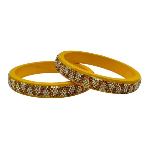 Lac Bangles- Yellow Color- 2 Bangles Set, Product Code: V-2521