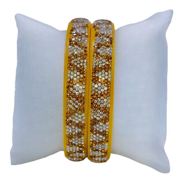 Lac Bangles- Yellow Color- 2 Bangles Set, Product Code: V-2521 - Image 2