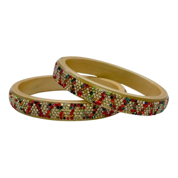 Lac Bangles- Peach Multi Color- 2 Bangles Set, Product Code: V-2522