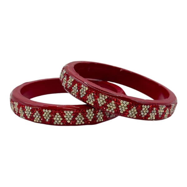 Lac Bangles- Red Color- 2 Bangles Set, Product Code: V-2523