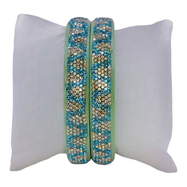 Lac Bangles- Green Blue Color- 2 Bangles Set, Product Code: V-2524 - Image 2