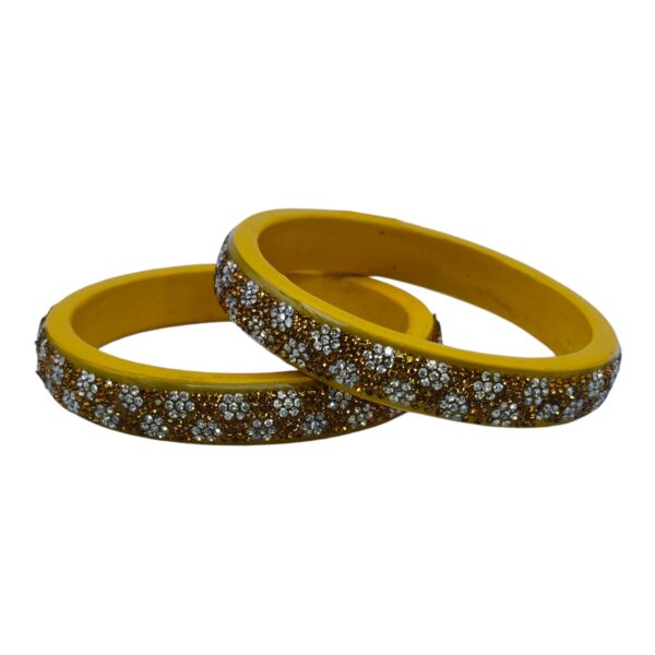 Lac Bangles- Yellow Color- 2 Bangles Set, Product Code: V-2530