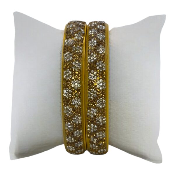 Lac Bangles- Yellow Color- 2 Bangles Set, Product Code: V-2530 - Image 2