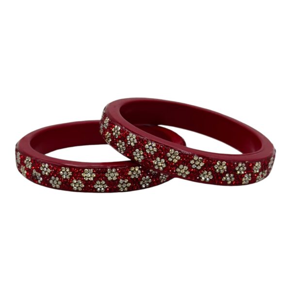 Lac Bangles- Red Color- 2 Bangles Set, Product Code: V-2531