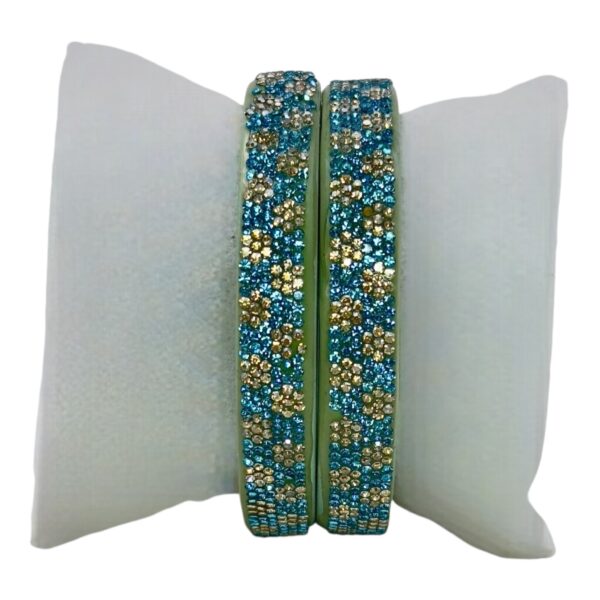 Lac Bangles- Light Blue Color- 2 Bangles Set, Product Code: V-2533 - Image 2