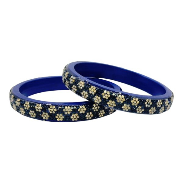 Lac Bangles- Dark Blue Color- 2 Bangles Set, Product Code: V-2535