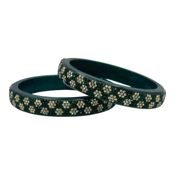 Lac Bangles- Dark Green Color- 2 Bangles Set, Product Code: V-2536