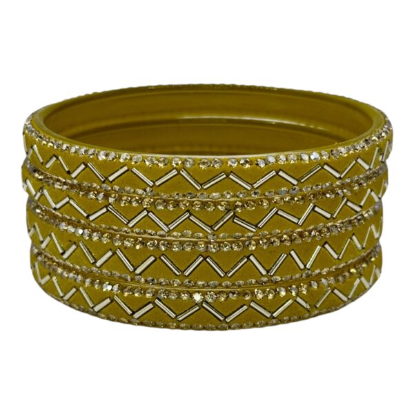 Glass Bangles- Yellow Color- 4 Bangles Set, Product Code: V-2539