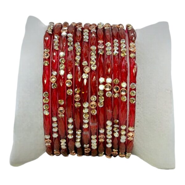 Glass Bangles- Brown Color- 12 Bangles Set, Product Code: V-2543 - Image 2