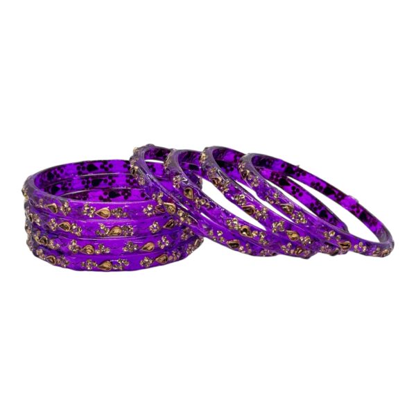 Glass Bangles- Purple Color- 8 Bangles Set, Product Code: V-2546