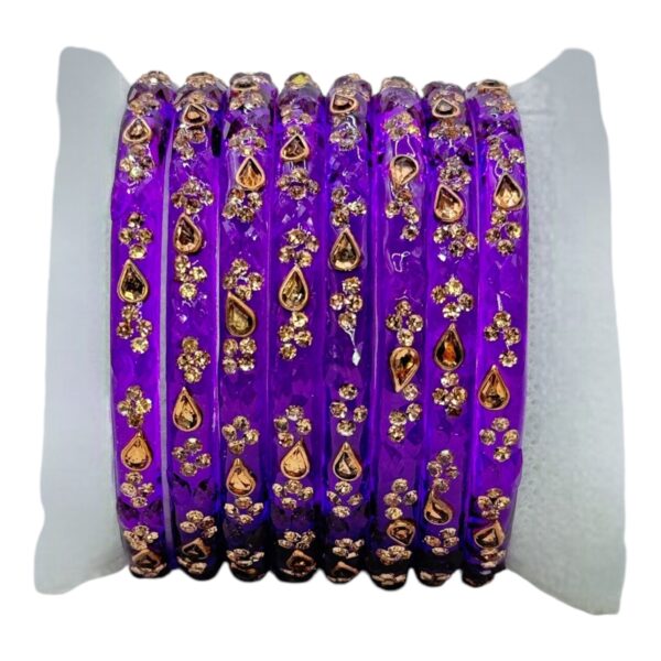 Glass Bangles- Purple Color- 8 Bangles Set, Product Code: V-2546 - Image 2