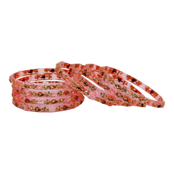 Glass Bangles- Baby Pink Color- 8 Bangles Set, Product Code: V-2547